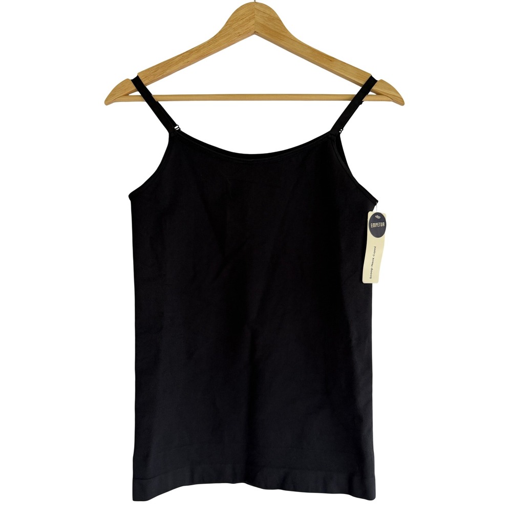 Empetua Scoop Neck Cami Black Seamless Adjustable Straps Plus Size 2XL NEW